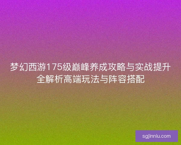 梦幻西游175级巅峰养成攻略与实战提升全解析高端玩法与阵容搭配