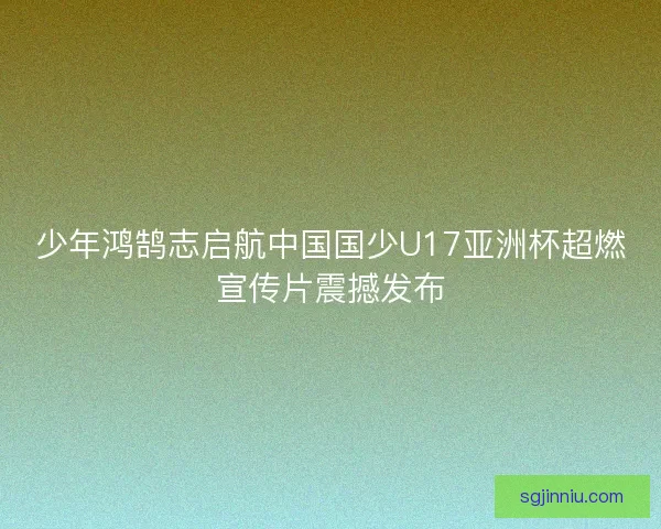 少年鸿鹄志启航中国国少U17亚洲杯超燃宣传片震撼发布