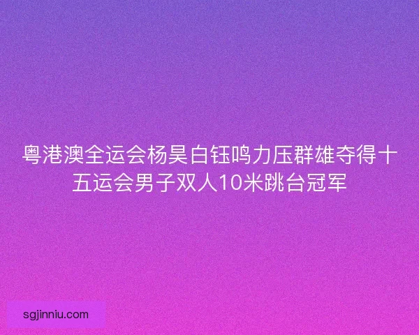 粤港澳全运会杨昊白钰鸣力压群雄夺得十五运会男子双人10米跳台冠军