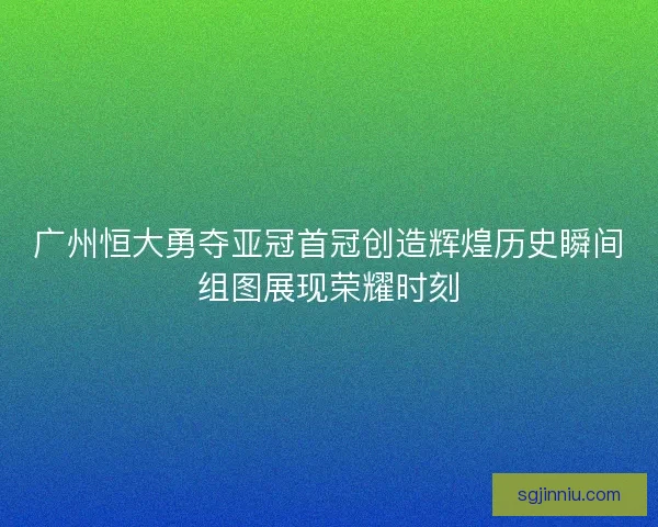 广州恒大勇夺亚冠首冠创造辉煌历史瞬间组图展现荣耀时刻