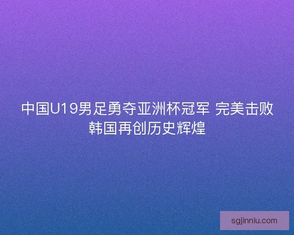 中国U19男足勇夺亚洲杯冠军 完美击败韩国再创历史辉煌 中国U19男足勇夺亚洲杯冠军 完美击败韩国再创历史辉煌