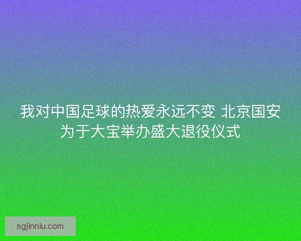 我对中国足球的热爱永远不变 北京国安为于大宝举办盛大退役仪式