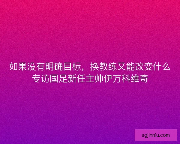 如果没有明确目标，换教练又能改变什么专访国足新任主帅伊万科维奇