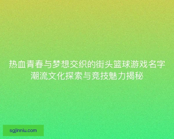 热血青春与梦想交织的街头篮球游戏名字潮流文化探索与竞技魅力揭秘 热血青春与梦想交织的街头篮球游戏名字潮流文化探索与竞技魅力揭秘