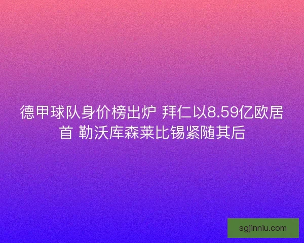 德甲球队身价榜出炉 拜仁以8.59亿欧居首 勒沃库森莱比锡紧随其后