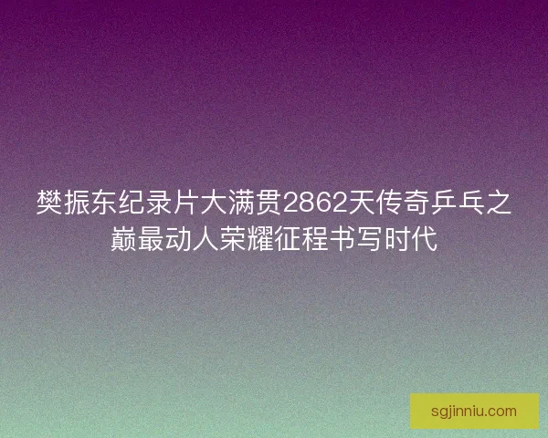 樊振东纪录片大满贯2862天传奇乒乓之巅最动人荣耀征程书写时代